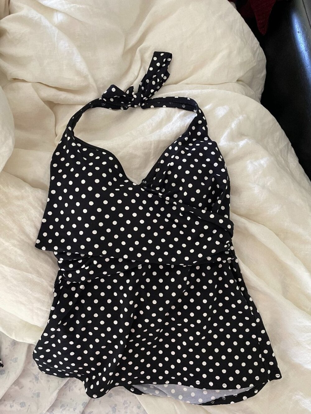 LANDS END 2-piece polka dot skirt swimsuit, sz 10 - Picture 2 of 9
